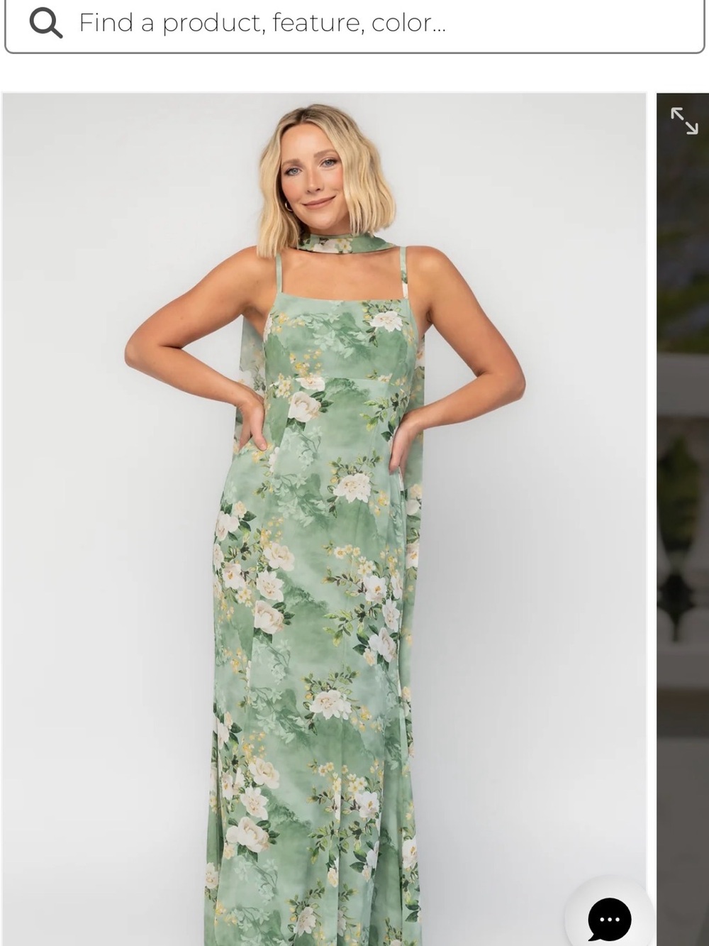 Baltic Born Green Floral Maxi Slip Dress with Scarf